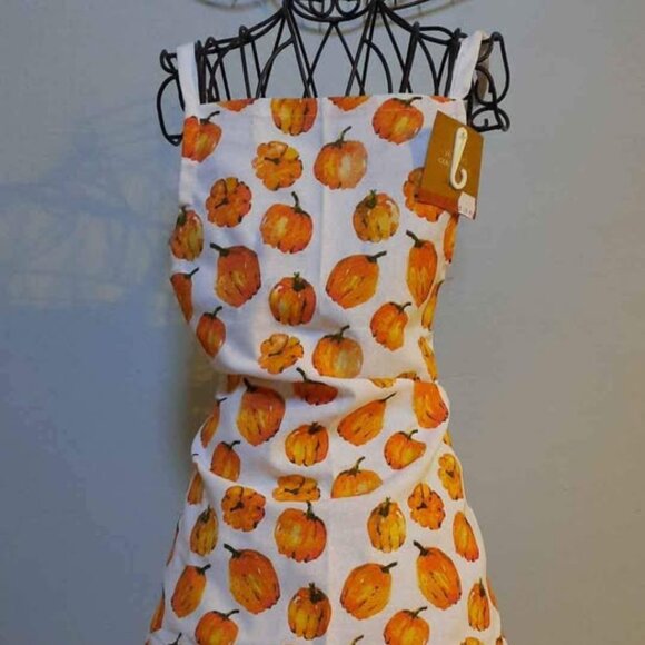 Pumpkin Apron Pumpkins Pattern Printed Design Cotton Washable Fall Harvest NWT - Picture 1 of 6